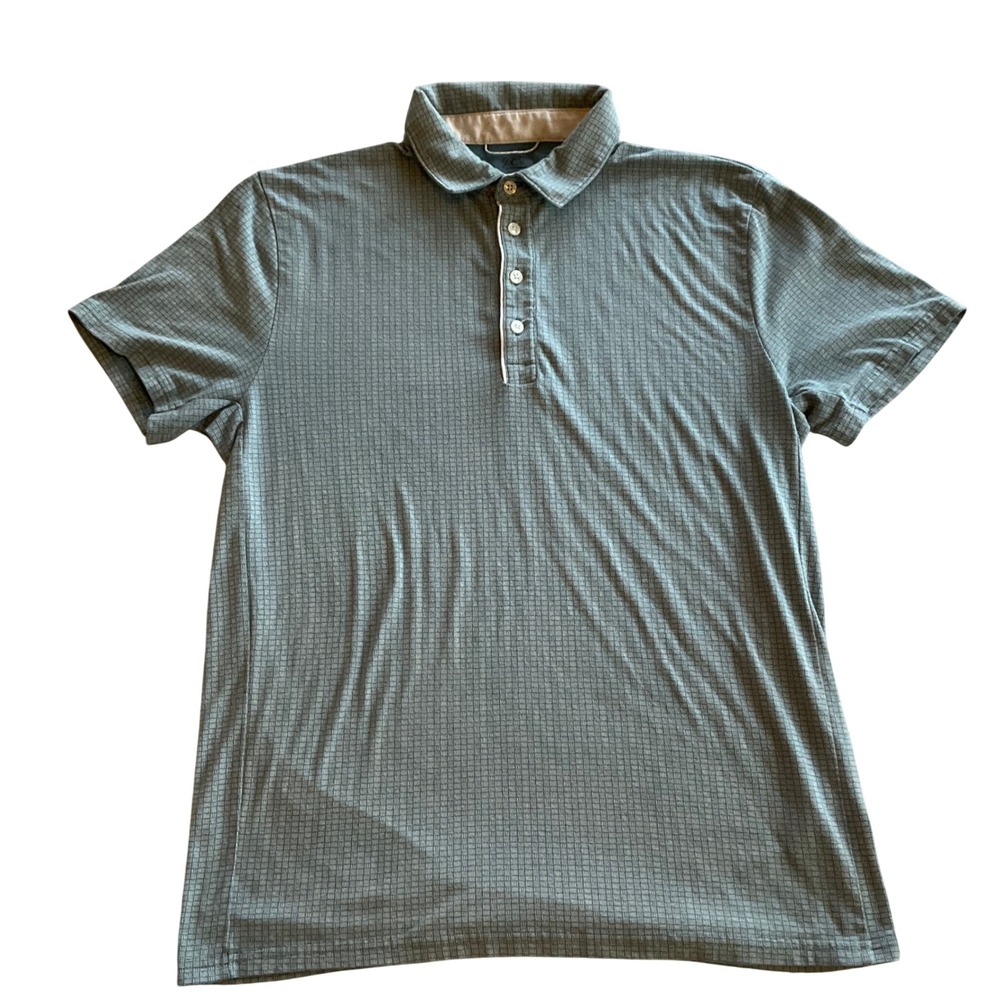 J.Crew Performance Polo Shirt Mens Medium Blue Green‎ Textured Pima Cotton Blend